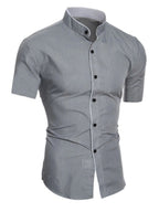 Slim Fit Stand Collar Shirt