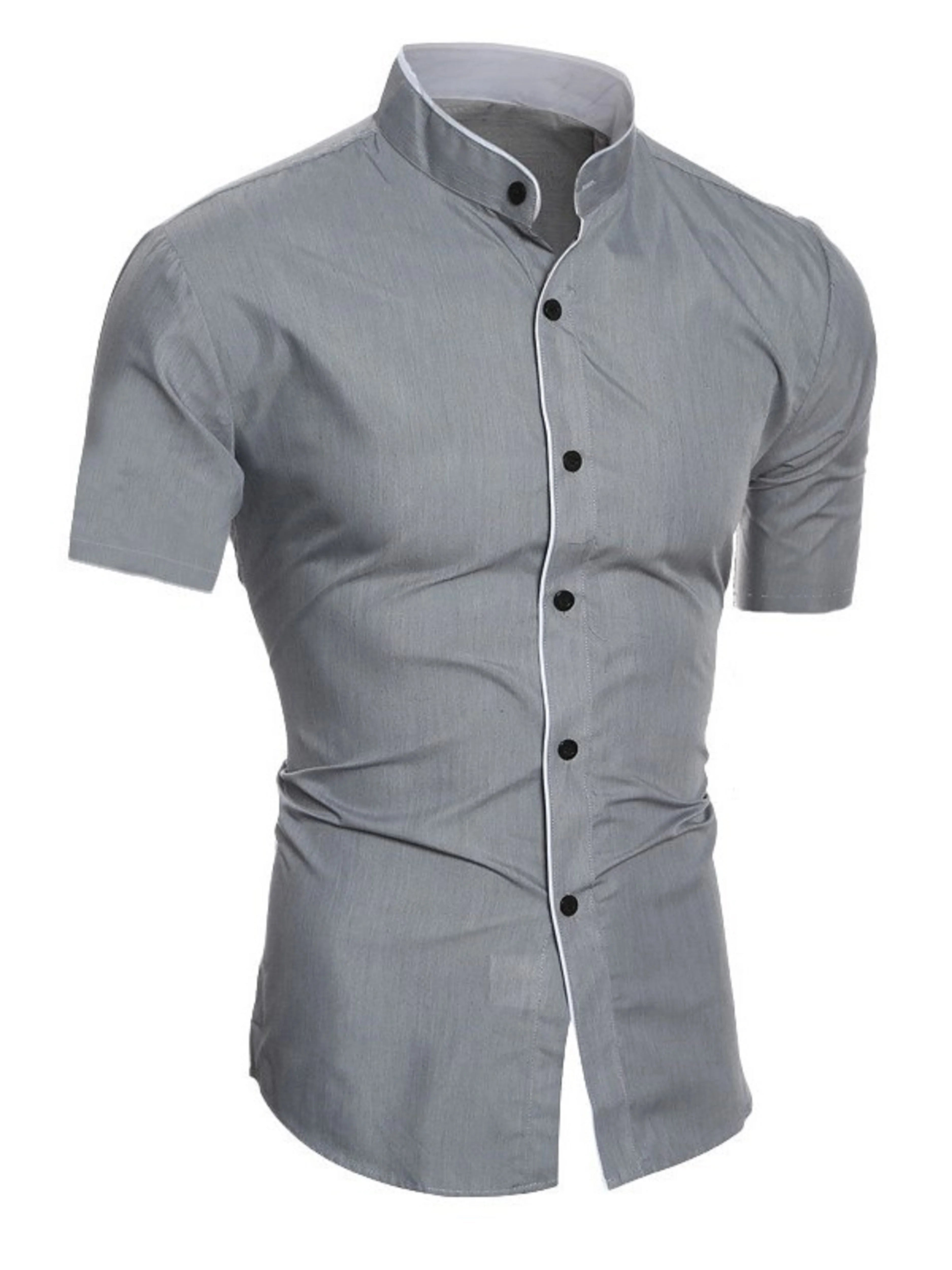 Slim Fit Stand Collar Shirt