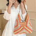 Boho Straw Woven Tote Bag