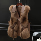 Faux Fur Sleeveless Vest Jacket