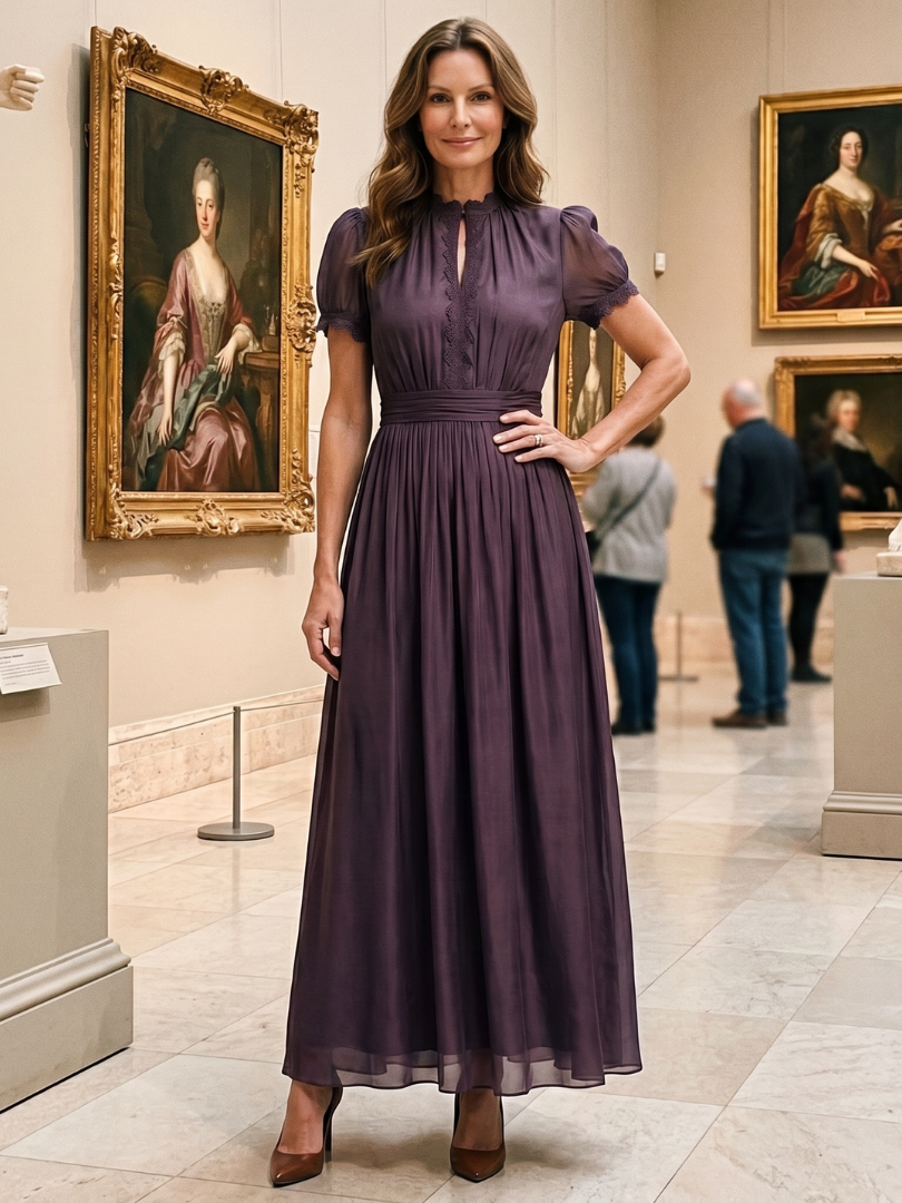 Vintage Pleated Maxi Dress