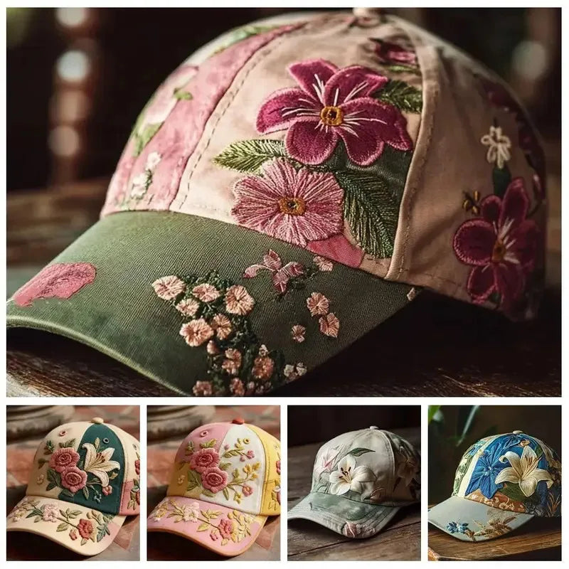 Vintage Floral Embroidered Cap