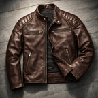 Stand Collar Zip-Up Biker Jacket