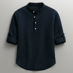 Cotton Linen Henley Shirt