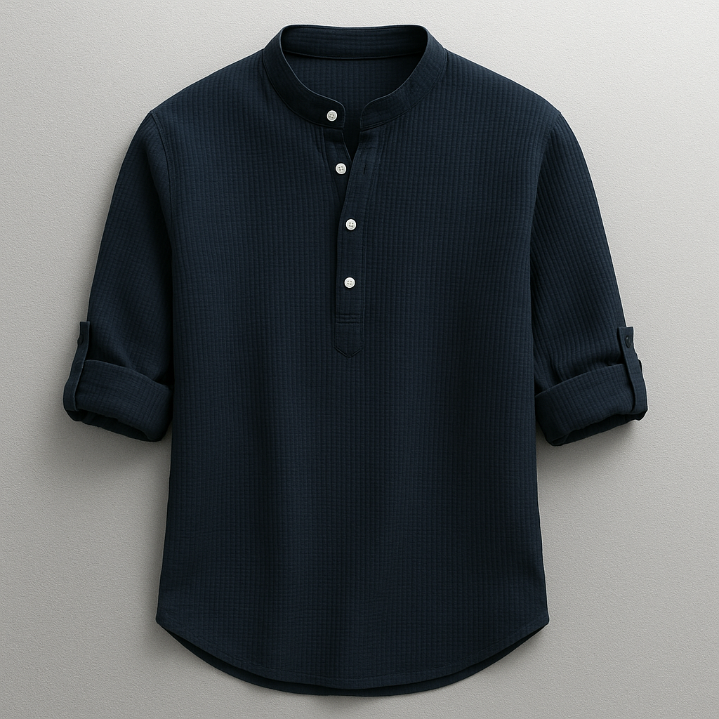 Cotton Linen Henley Shirt