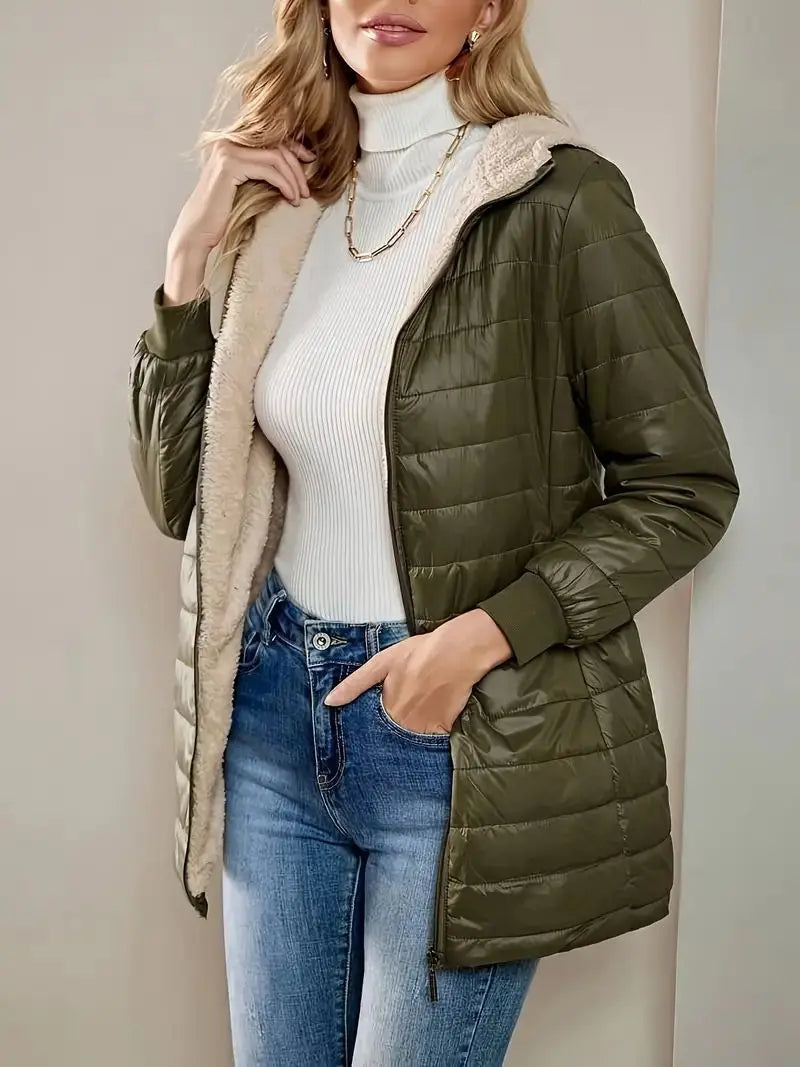 Hooded Zipper Parka Cardigan