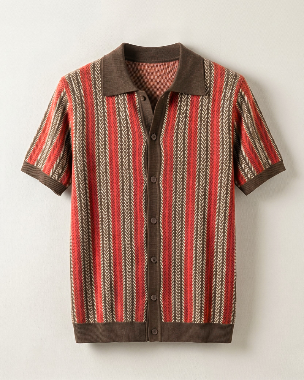 Striped Knit Polo Cardigan