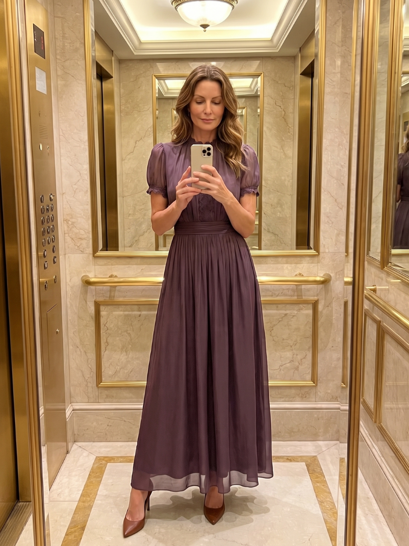 Vintage Pleated Maxi Dress