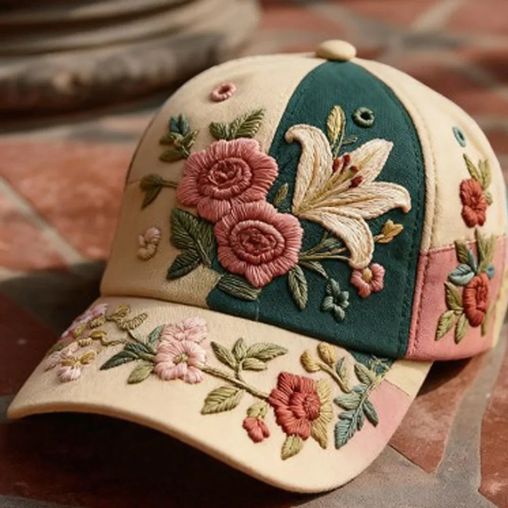 Vintage Floral Embroidered Cap