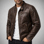 Stand Collar Zip-Up Biker Jacket