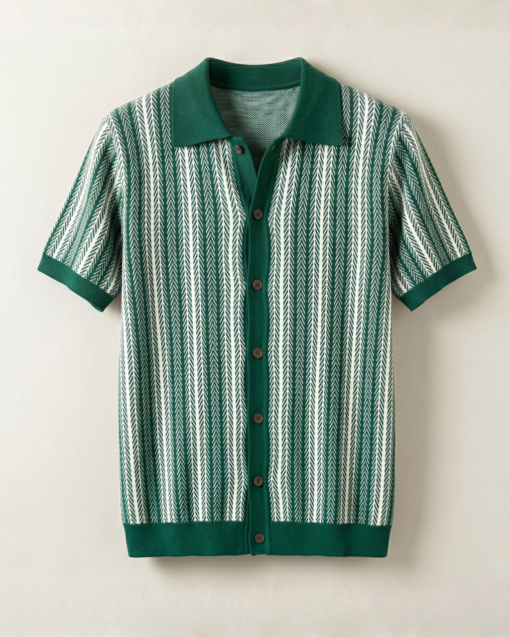 Striped Knit Polo Cardigan