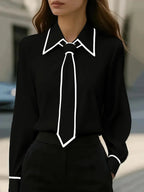Maison Contrast Tie Blouse