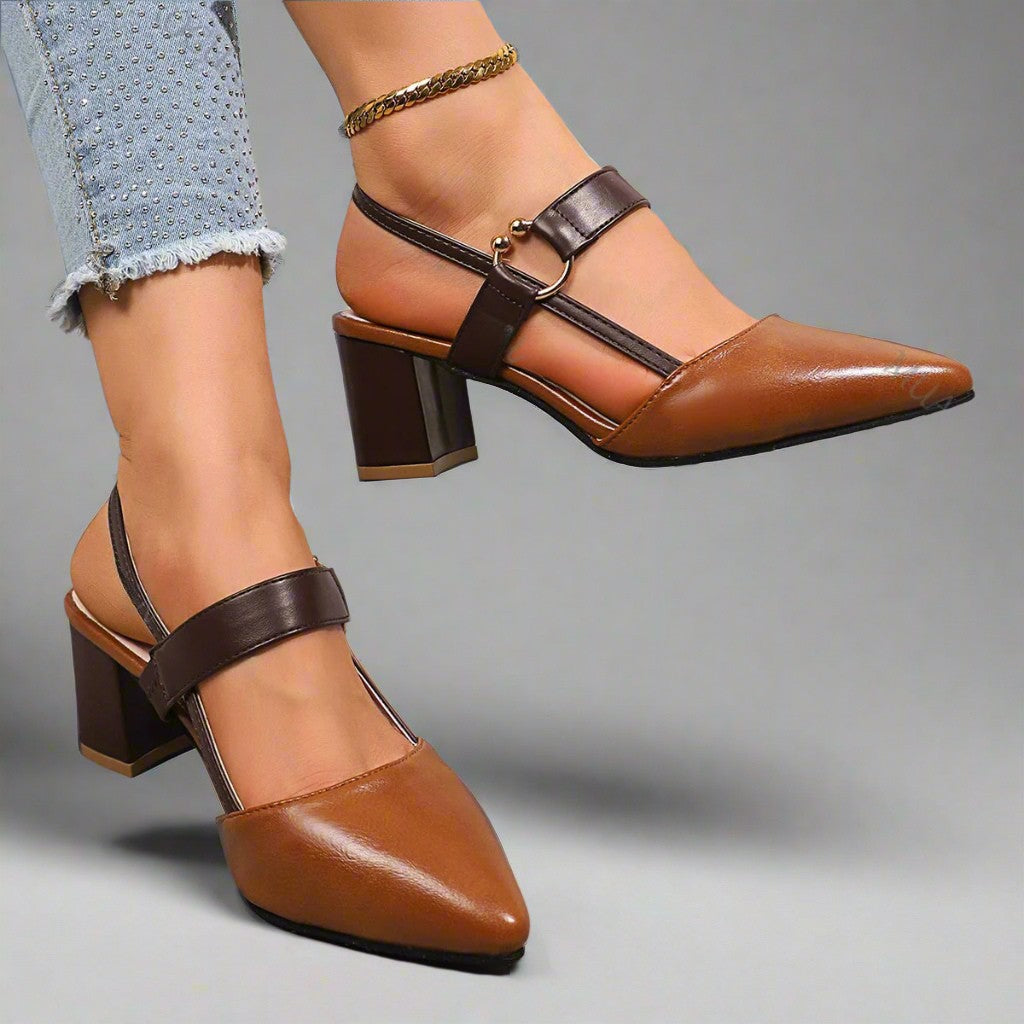 Chunky Heel Slingback Sandals