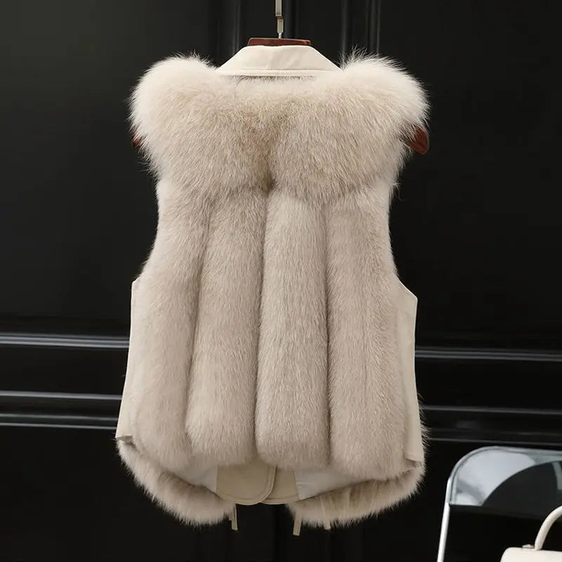 Faux Fur Sleeveless Vest Jacket