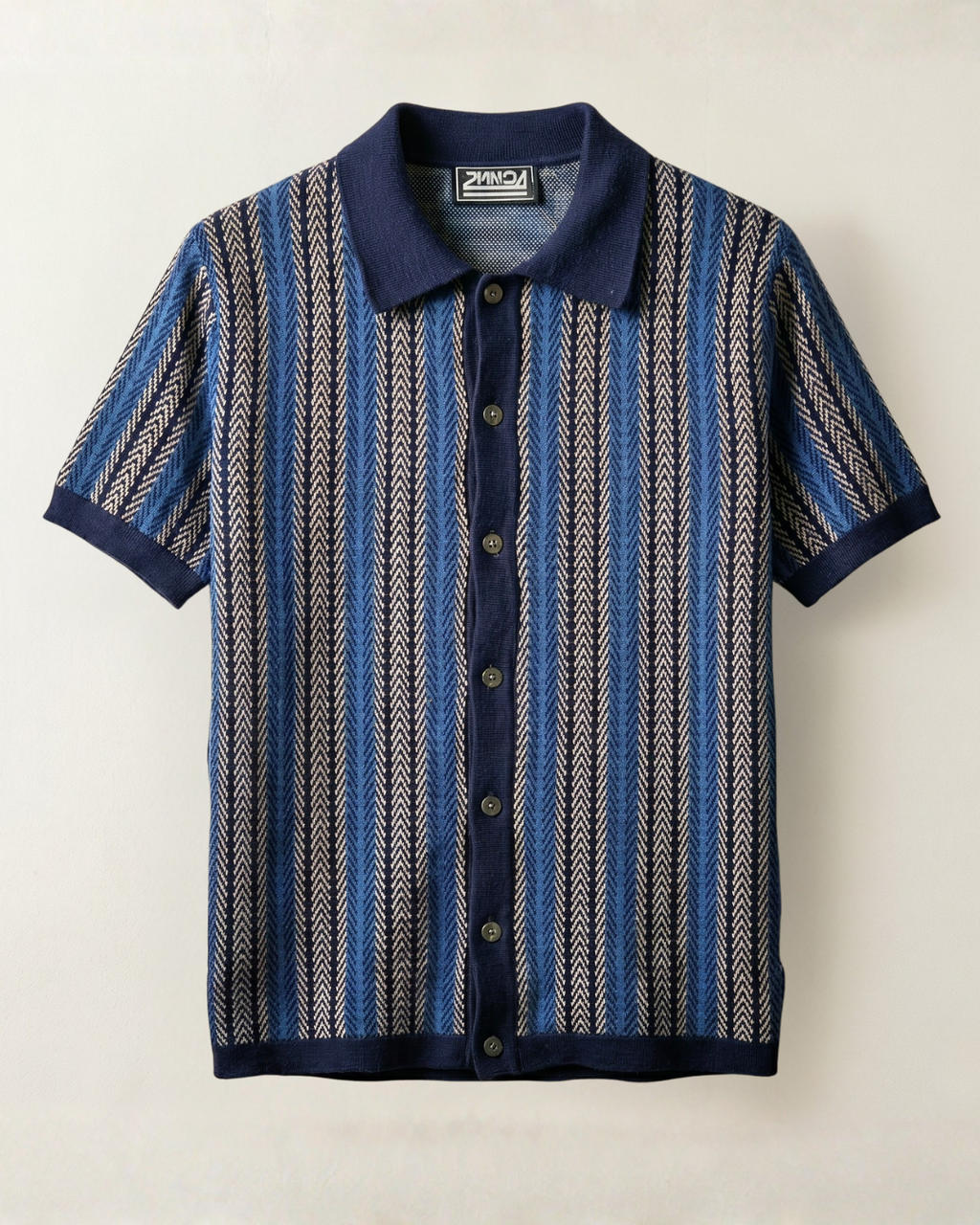 Striped Knit Polo Cardigan