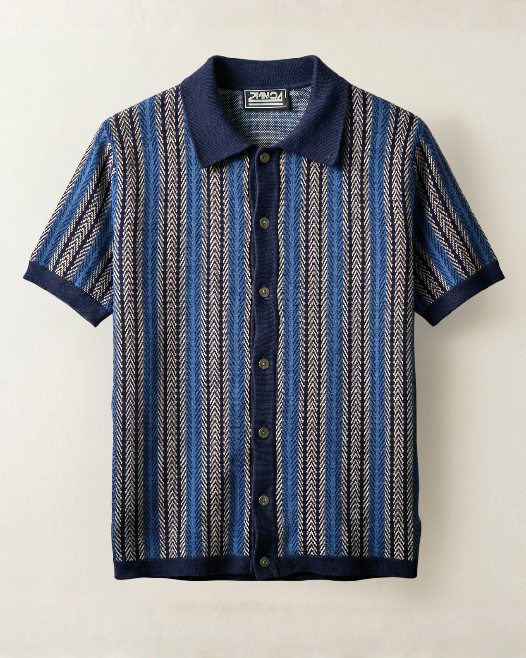 Striped Knit Polo Cardigan