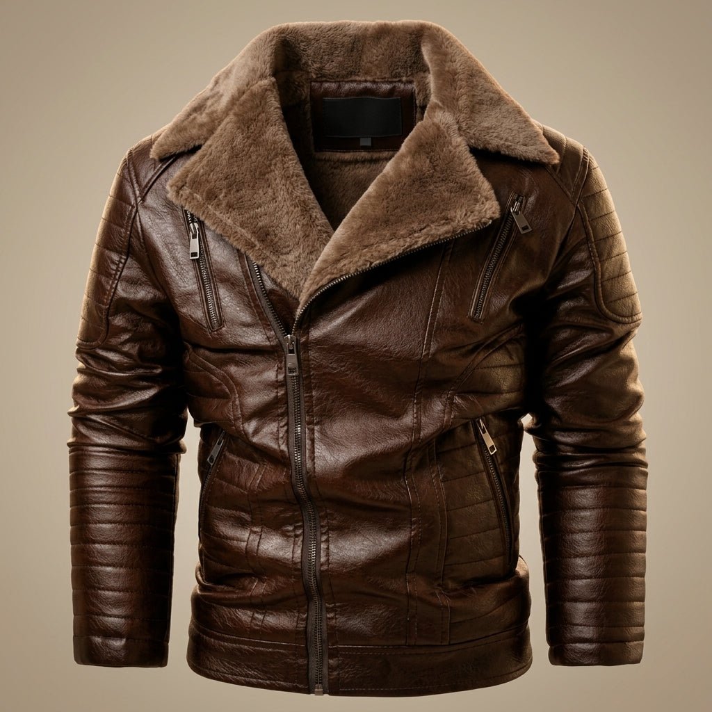 Men's Winter Fleece Leather Jacket