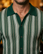 Striped Knit Polo Cardigan