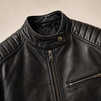 Stand Collar Zip-Up Biker Jacket