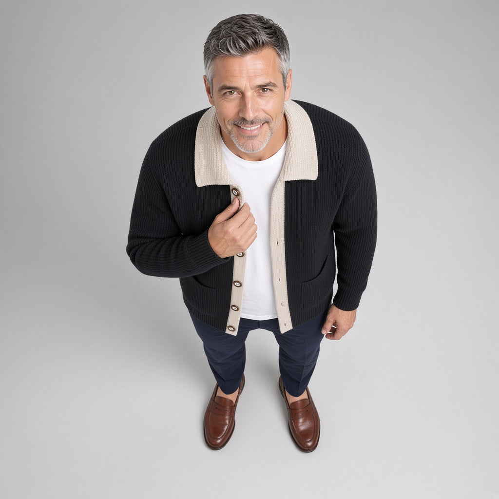 Turn-Down Collar Cardigan