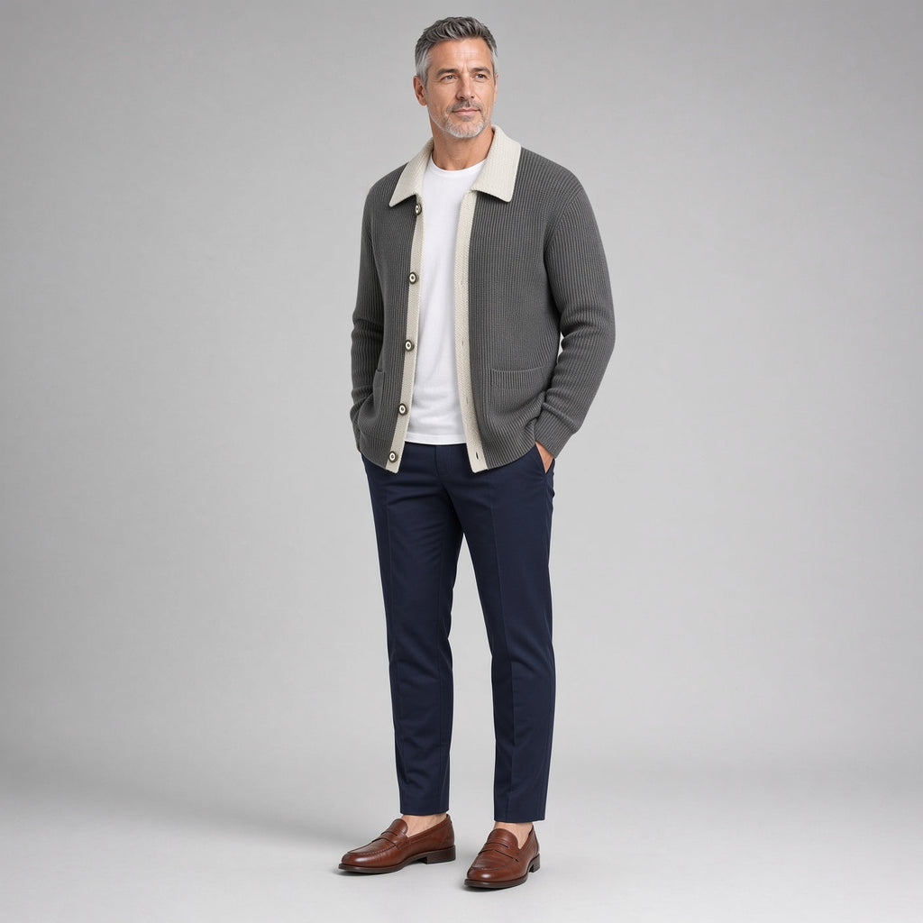 Turn-Down Collar Cardigan