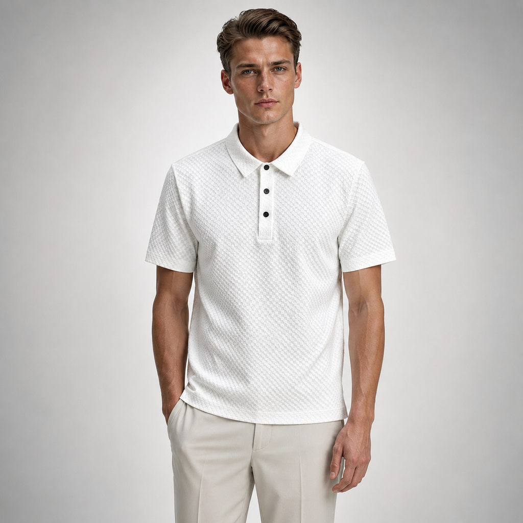 Waffle Textured Silky Polo