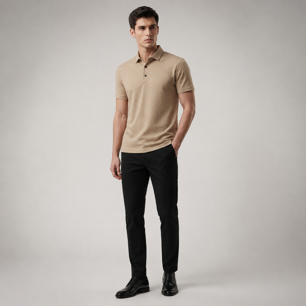 Waffle Textured Silky Polo