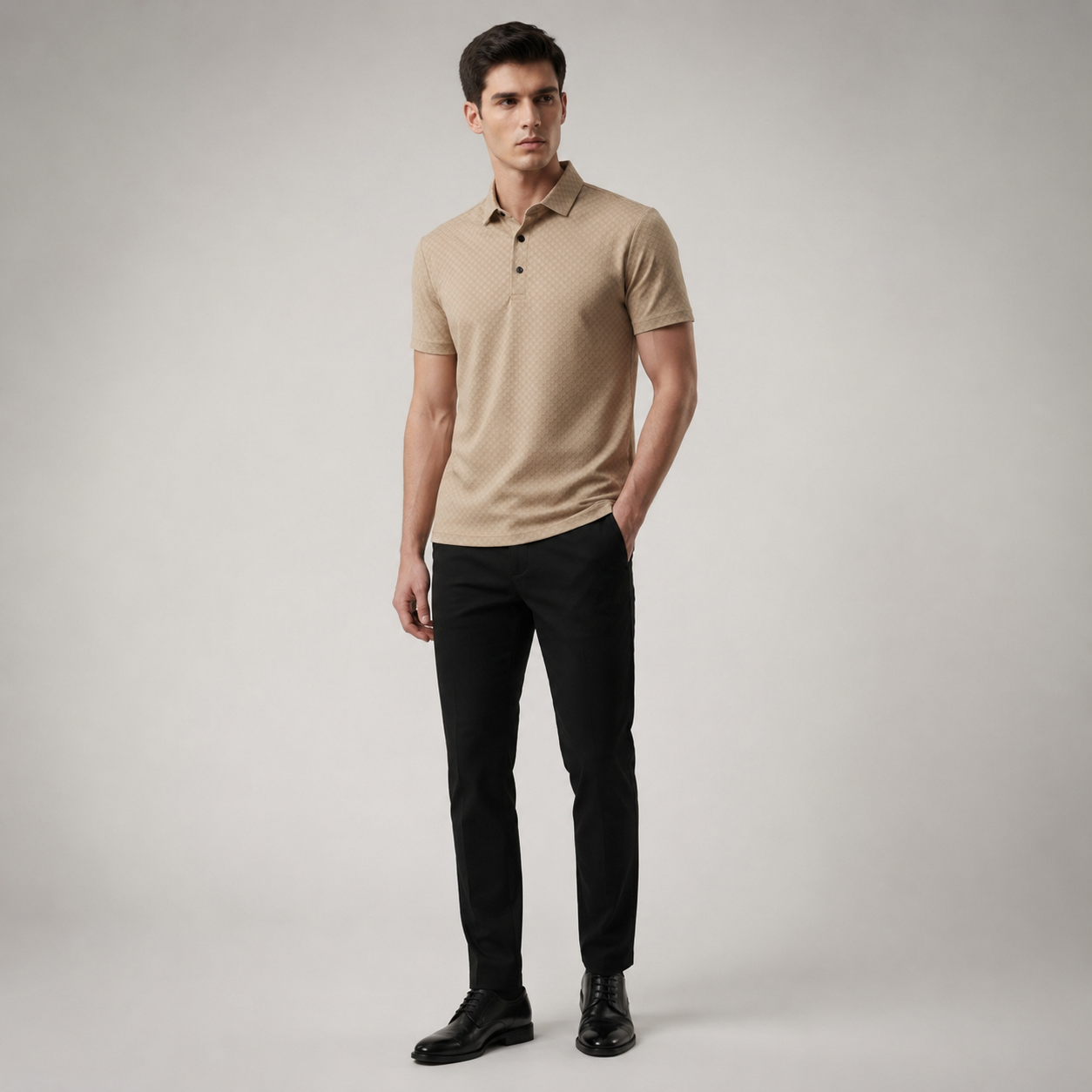 Waffle Textured Silky Polo
