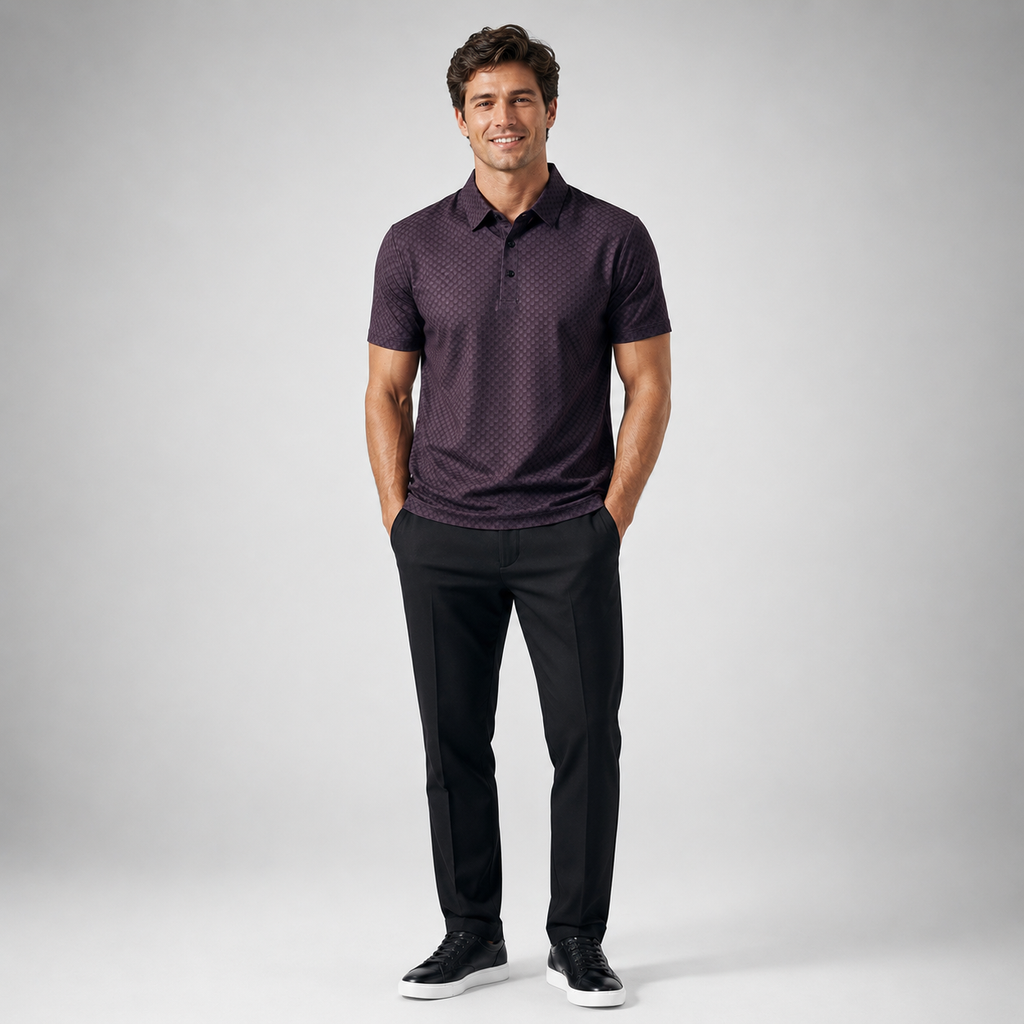 Waffle Textured Silky Polo