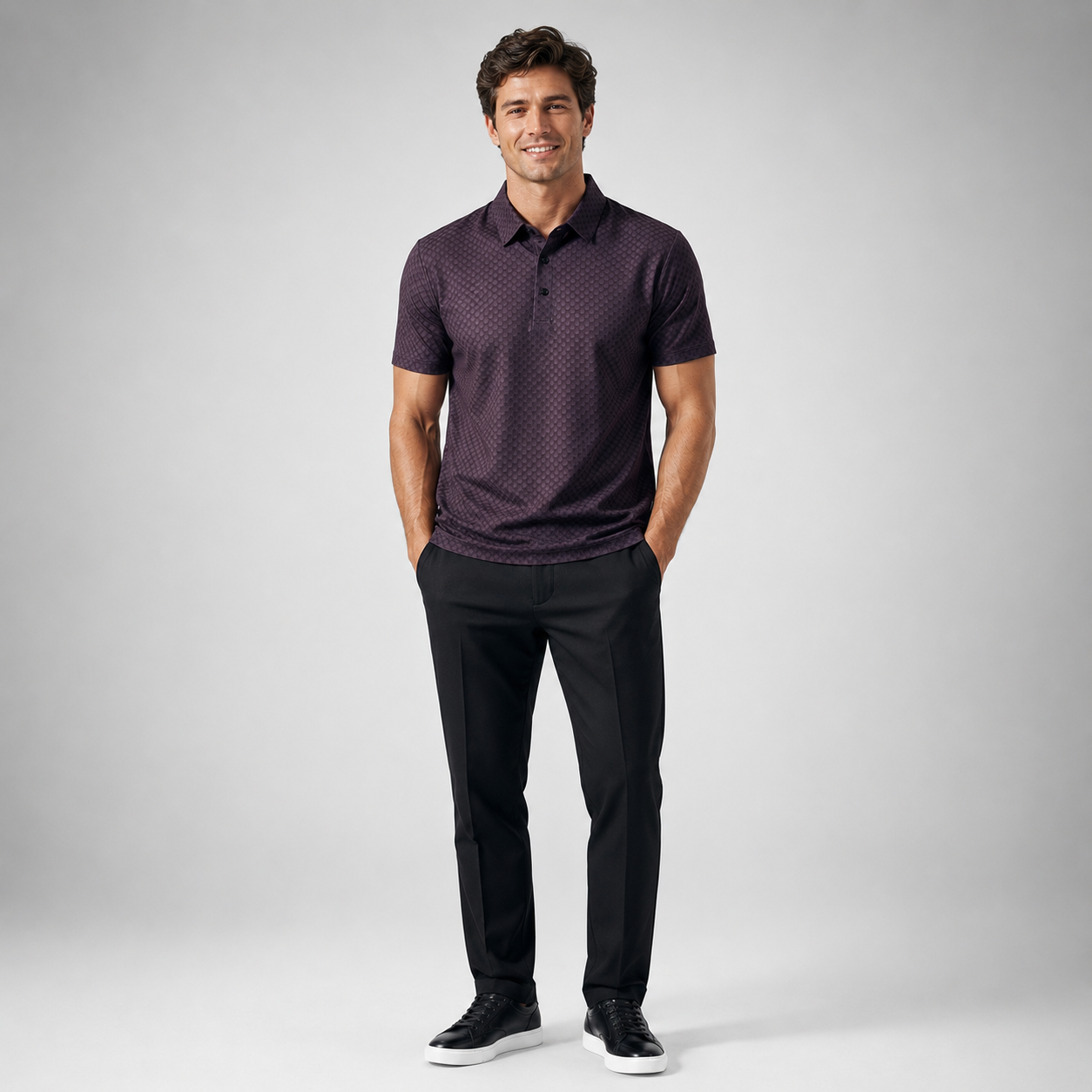 Waffle Textured Silky Polo