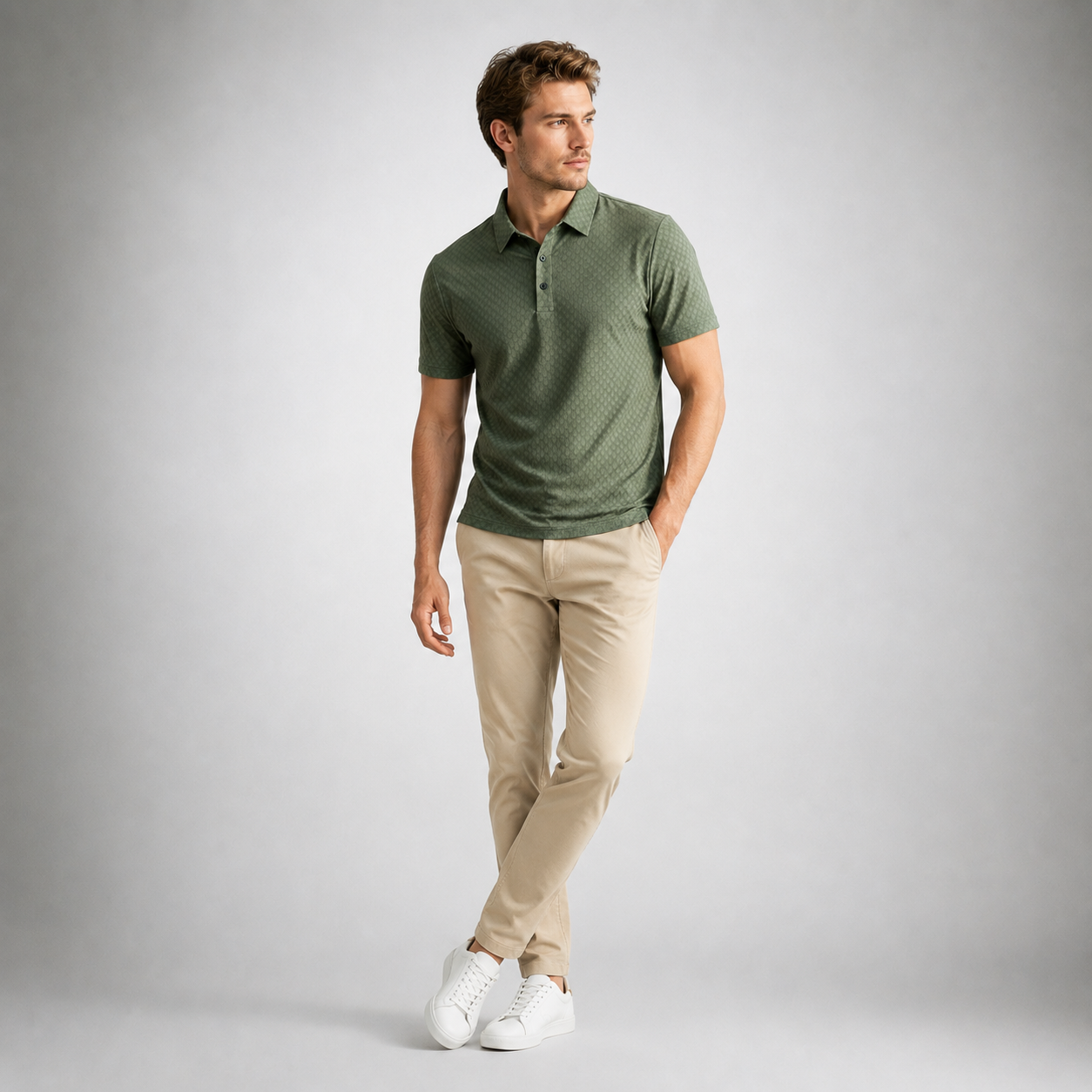 Waffle Textured Silky Polo