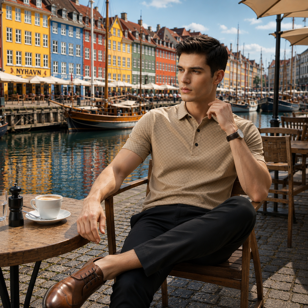 Waffle Textured Silky Polo