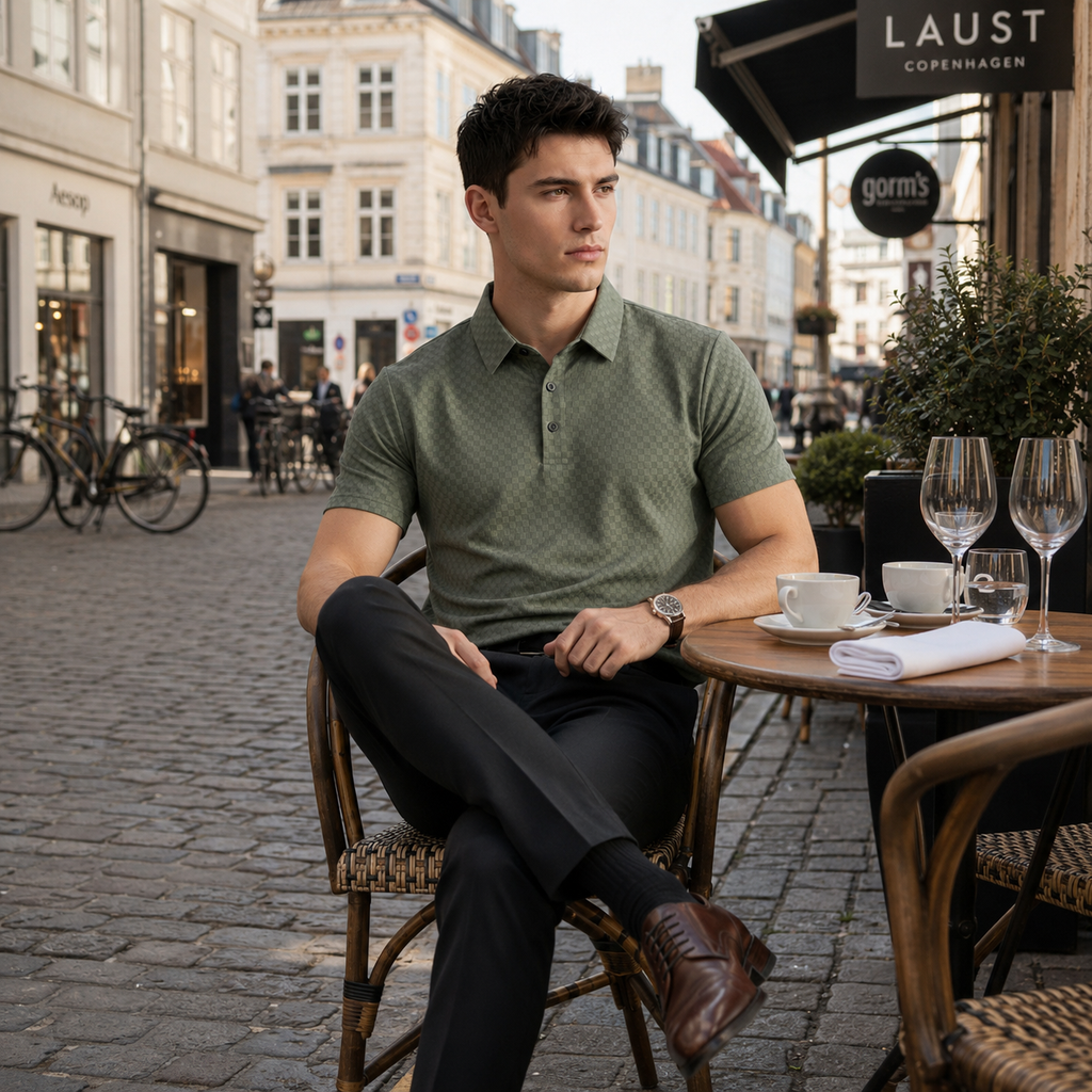 Waffle Textured Silky Polo