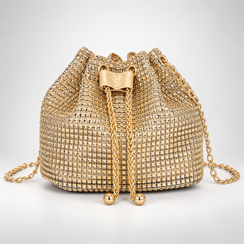 Sparkling Rhinestone Drawstring Bag