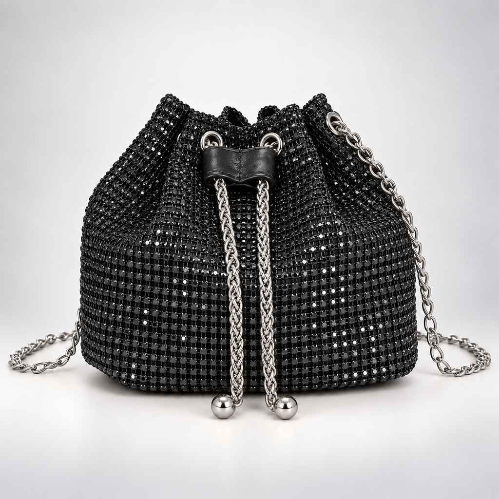 Sparkling Rhinestone Drawstring Bag