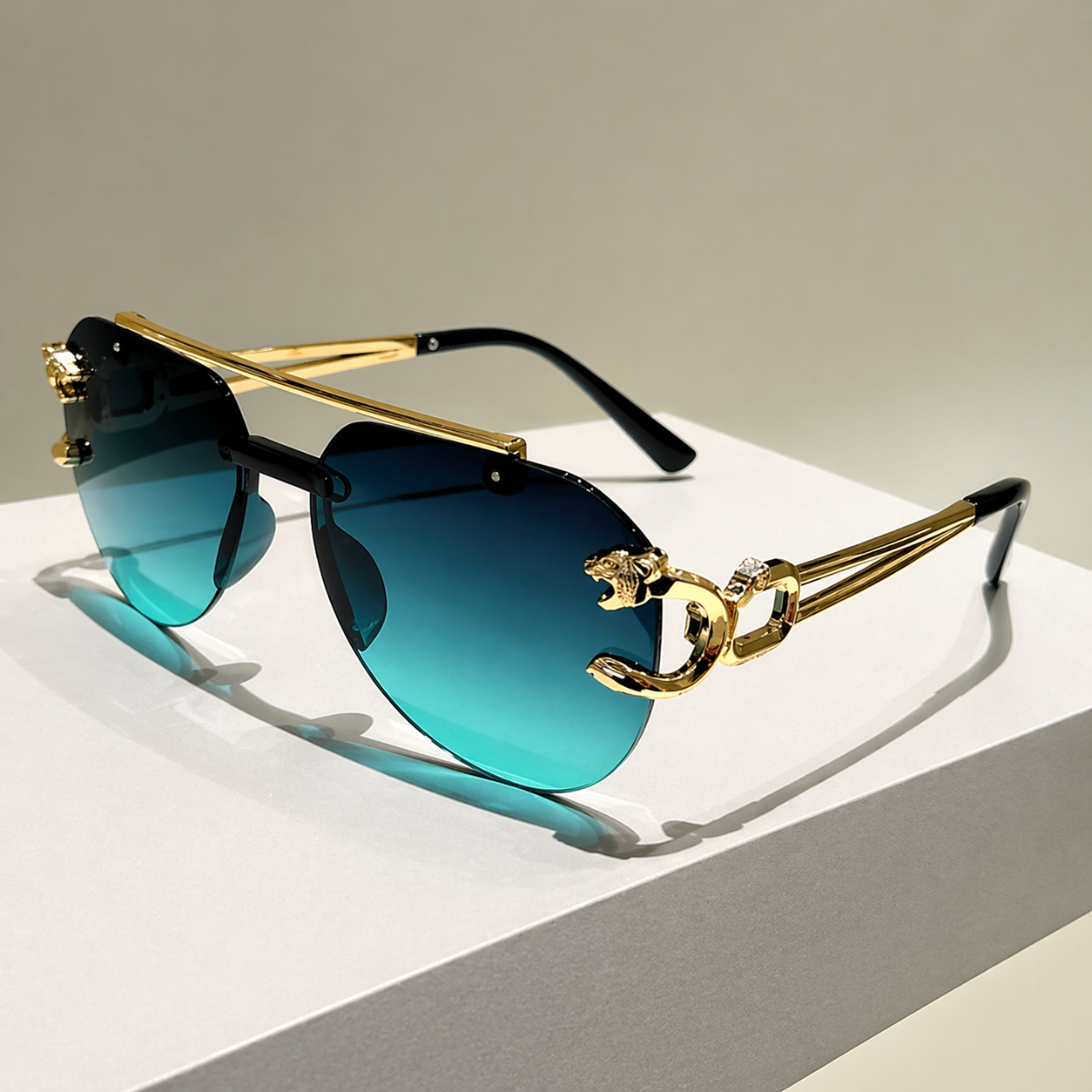 LuxePilot Rimless Pilot Sunglasses