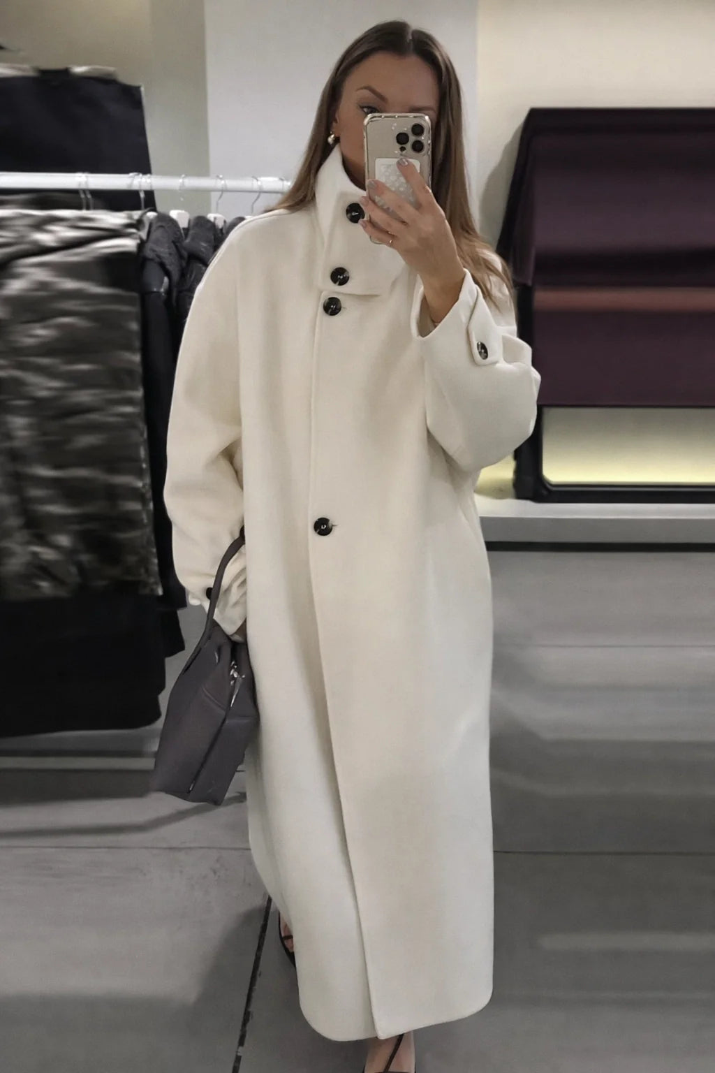 Elegant Stand Collar Overcoat