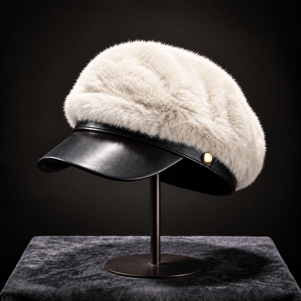 Mink Fur Octagonal Beret