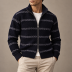 Stand Collar Striped Sweater