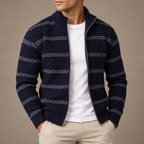 Stand Collar Striped Sweater