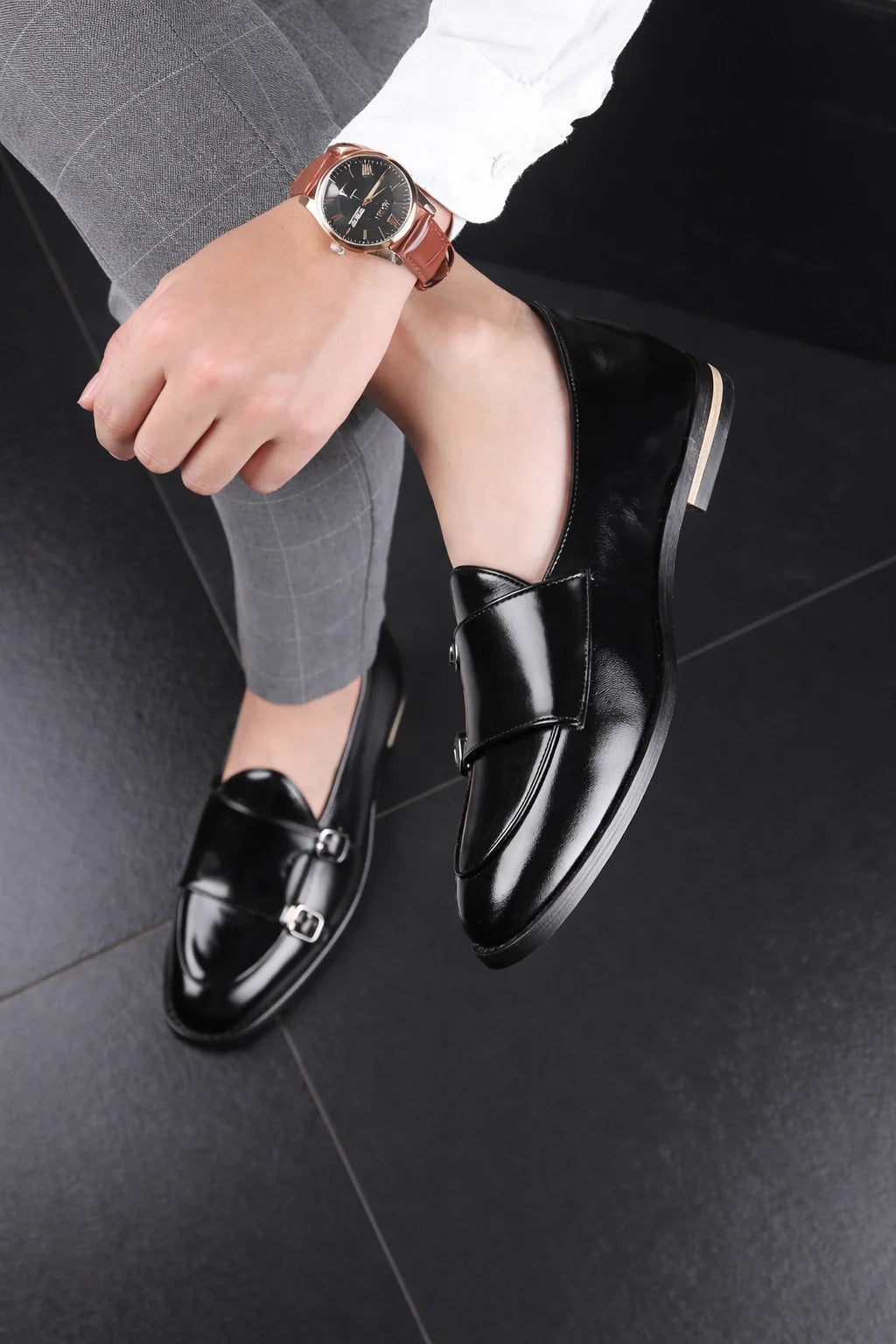 Double Monk Loafer Shoes