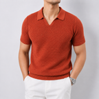 Men's Hollow Knit V-Neck Polo