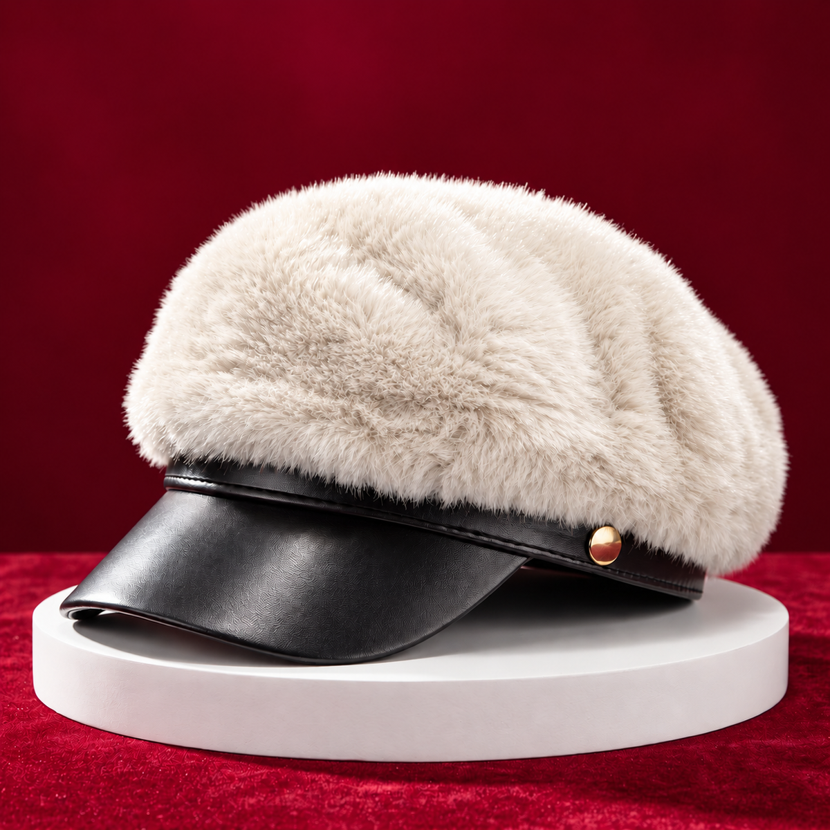 Mink Fur Octagonal Beret