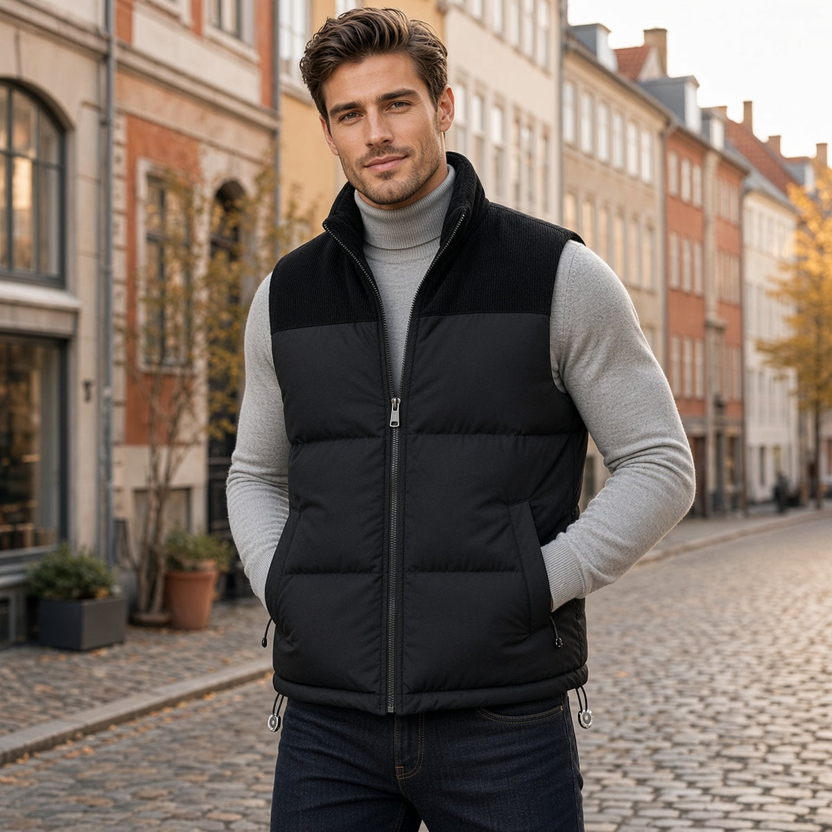 Collar Padded Sleeveless Vest