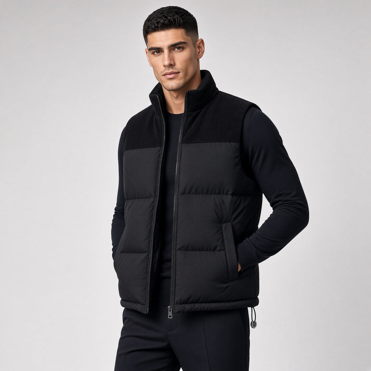 Collar Padded Sleeveless Vest