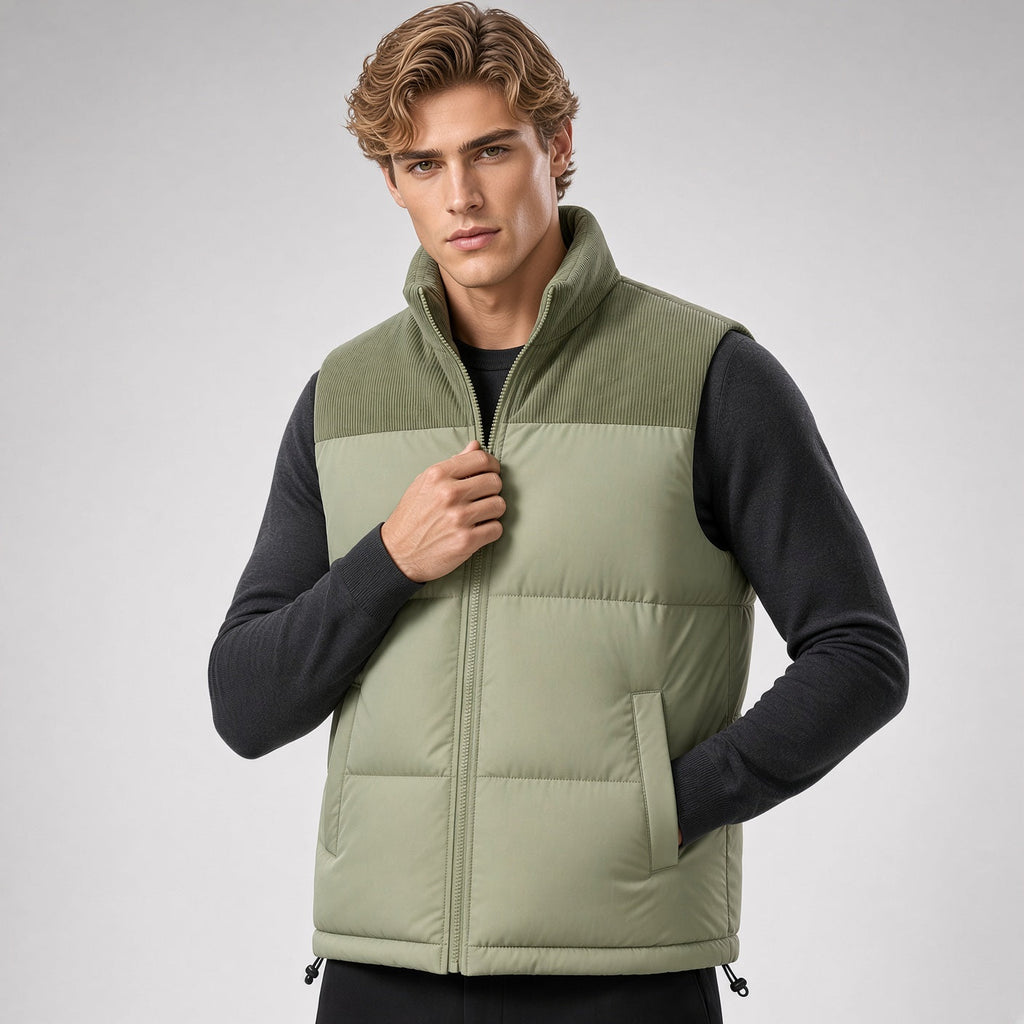 Collar Padded Sleeveless Vest