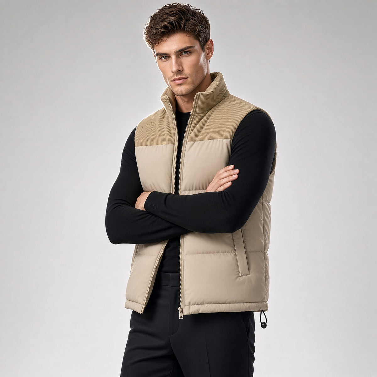 Collar Padded Sleeveless Vest