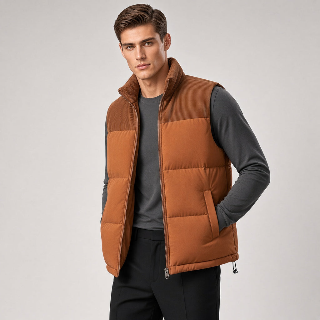 Collar Padded Sleeveless Vest