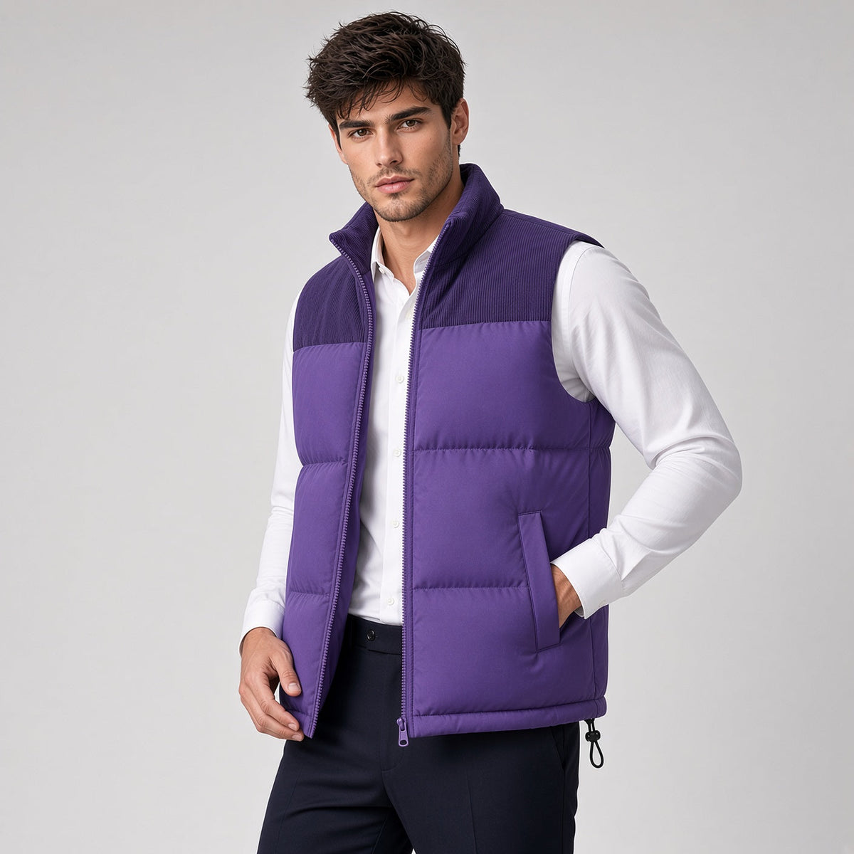 Collar Padded Sleeveless Vest