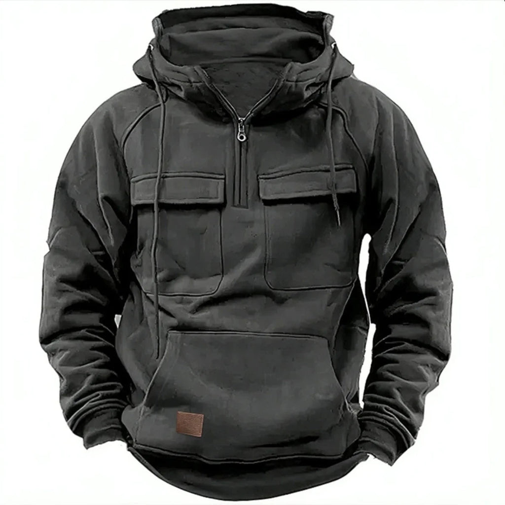 Vintage Multi-Pocket Zip Hoodie